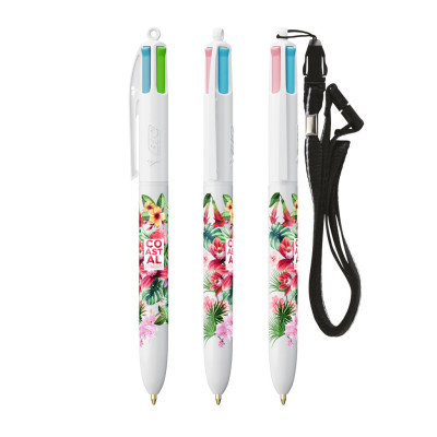 BIC® 4 Colours Fashion esferográfica + Lanyard